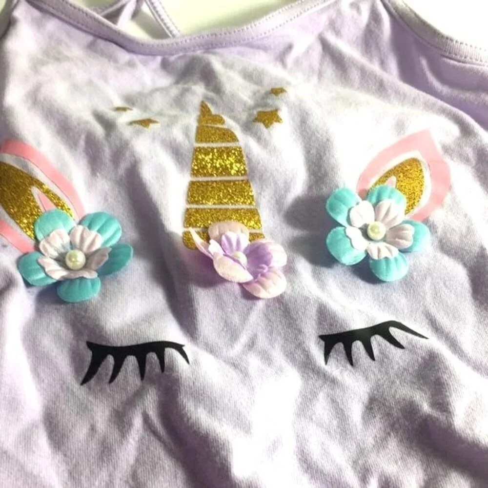 Girls Dance Costume Purple Multi Unicorn Size XL 7